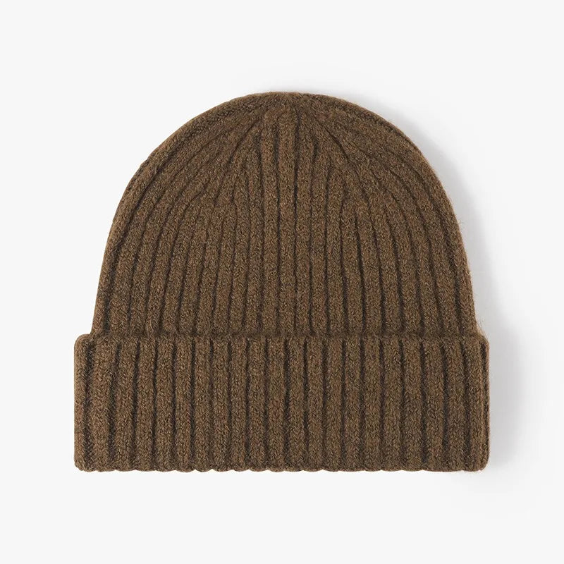 Unisex Thick Wool Knit Beanie Hat – Warm Winter Cap with Earflaps