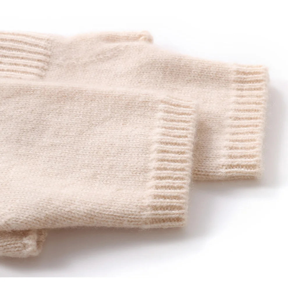 Cashmere Fingerless Gloves – Warm Knitted Winter Arm Warmers