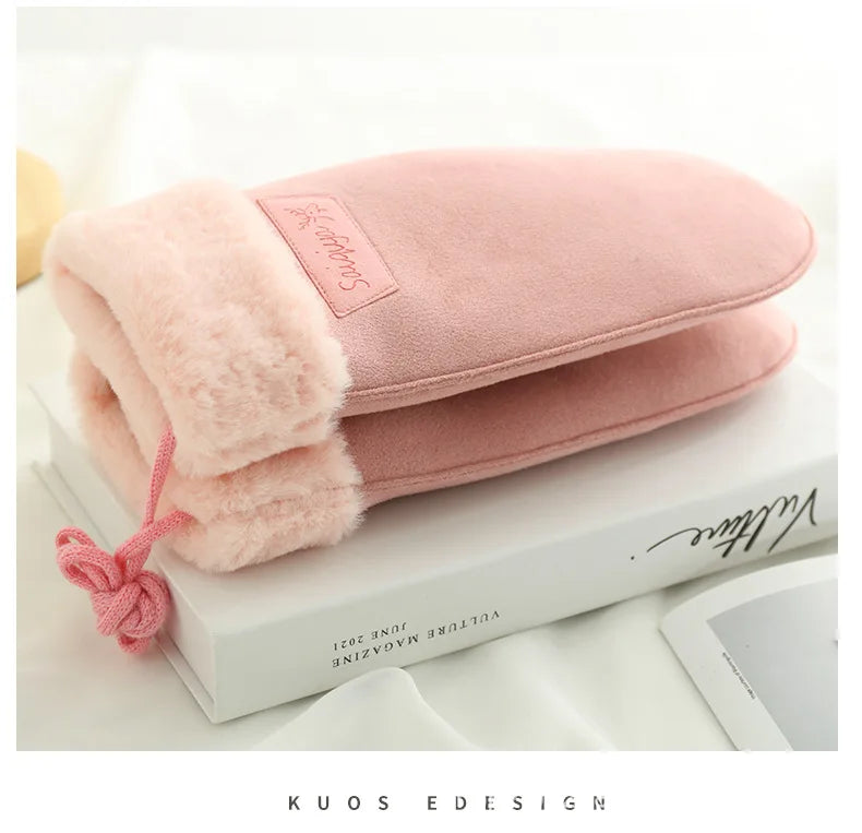 Women's Warm Suede Fleece Mittens – Thick Winter Gloves