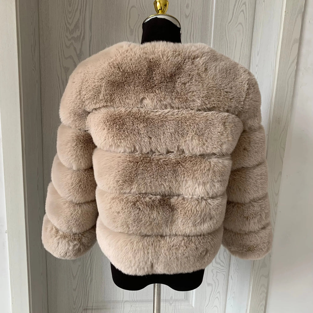 Women's Faux Fur Fluffy Jacket – Short Faux Fox Fur Coat | Sizes S–5XL