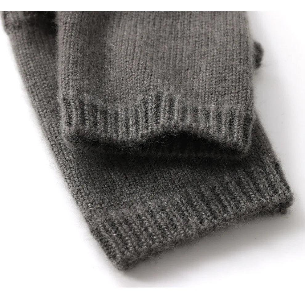 Cashmere Fingerless Gloves – Warm Knitted Winter Arm Warmers