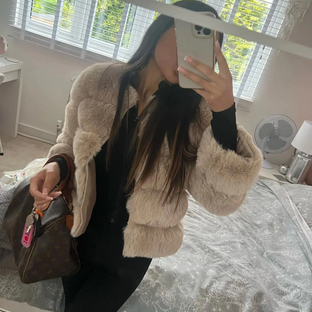 Women's Faux Fur Fluffy Jacket – Short Faux Fox Fur Coat | Sizes S–5XL