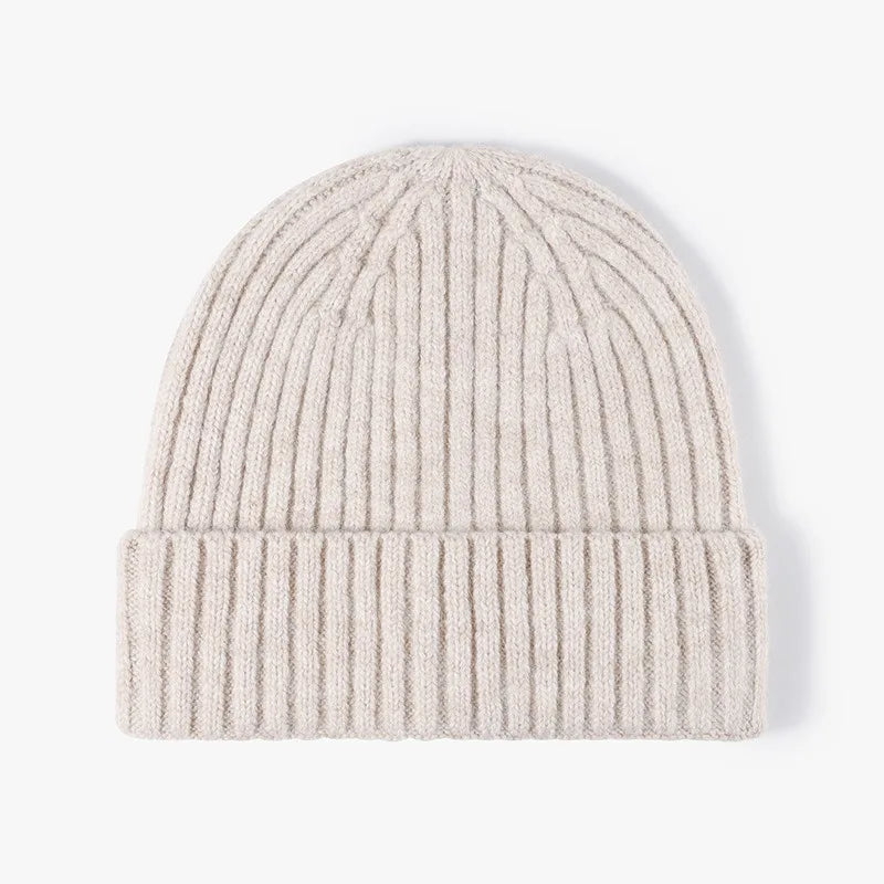 Unisex Thick Wool Knit Beanie Hat – Warm Winter Cap with Earflaps