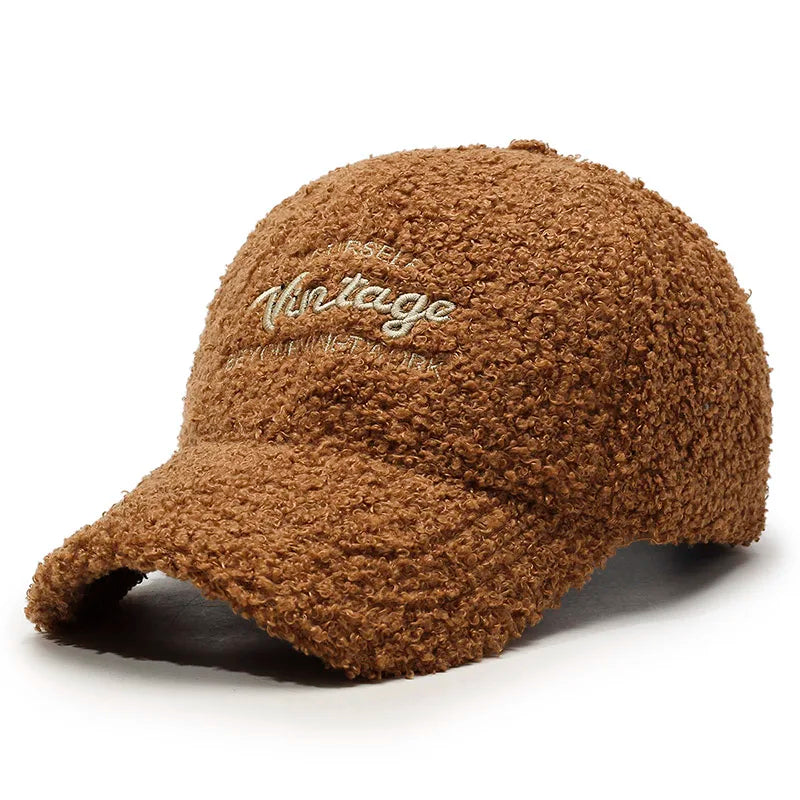 Women’s Teddy Plush Baseball Cap – Soft Warm Winter Cap