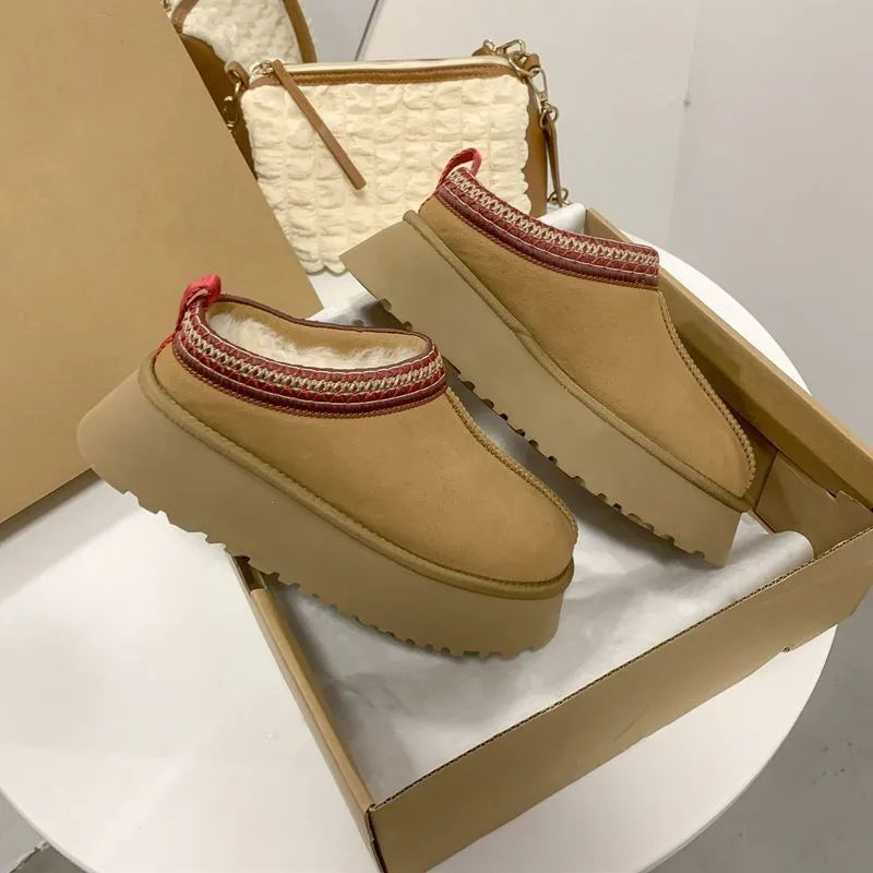 Women’s Winter Snow Boots – Warm Faux Fur Platform Slip-On Ankle Boots