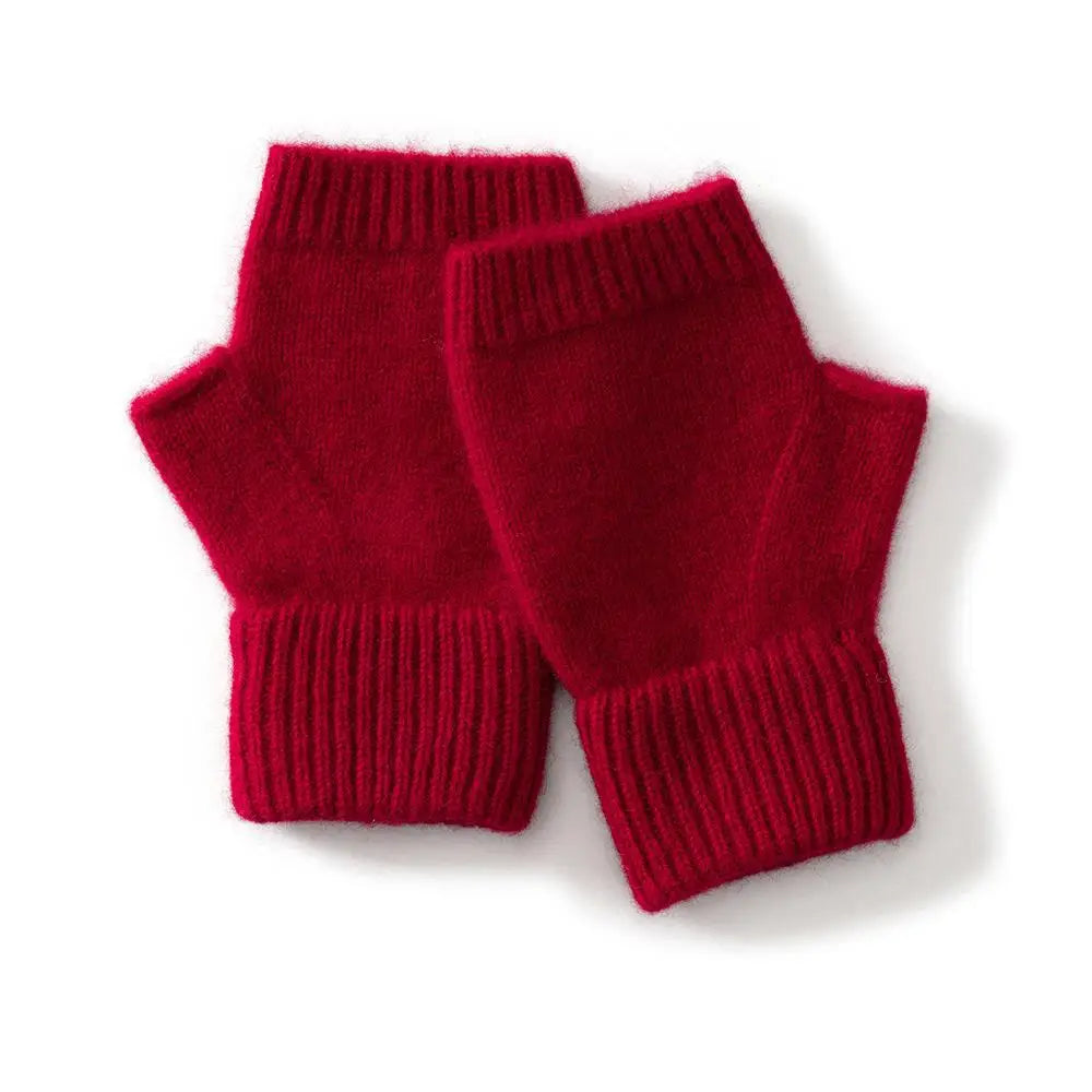 Cashmere Fingerless Gloves – Warm Knitted Winter Arm Warmers