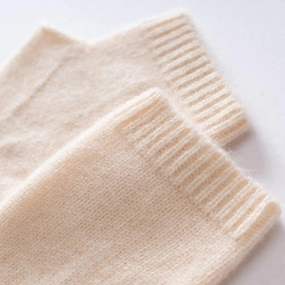 Cashmere Fingerless Gloves – Warm Knitted Winter Arm Warmers