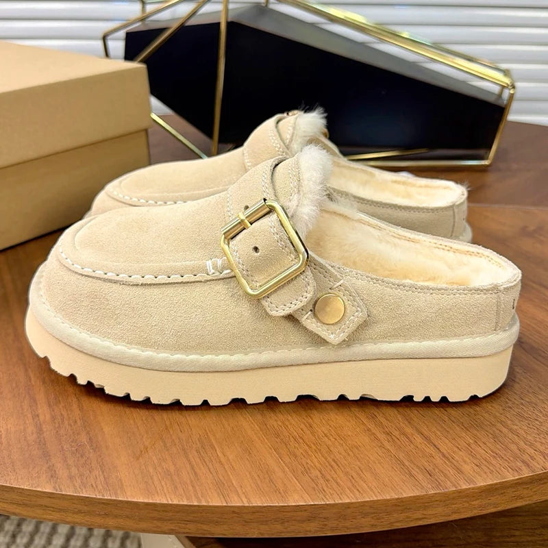 Tasman Winter Warm Wool Women's Boots Tazz Classic Ultra Mini Platform Slippers Two-way Wear Genuine Leather and Fur Snow Boots