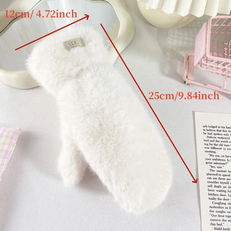 Women’s Plush Winter Gloves – Warm Faux Fur Full Finger Gloves