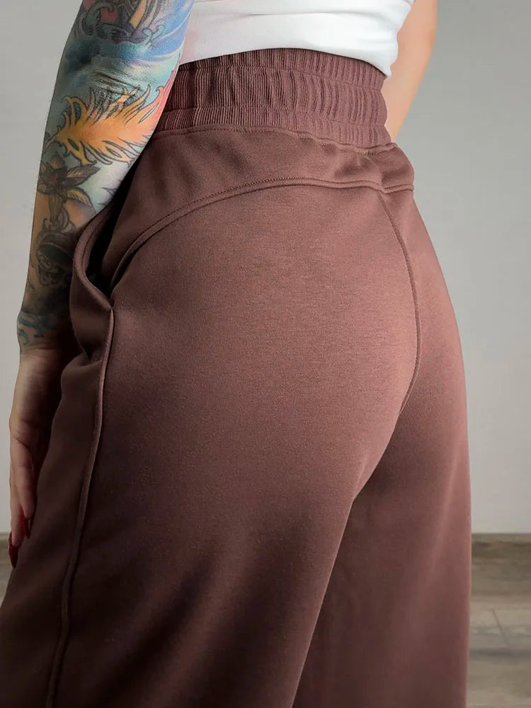 Women's Fleece Tracksuit Set – Zip-Up Hoodie & Wide-Leg Sweatpants | 2-Piece Lounge Set