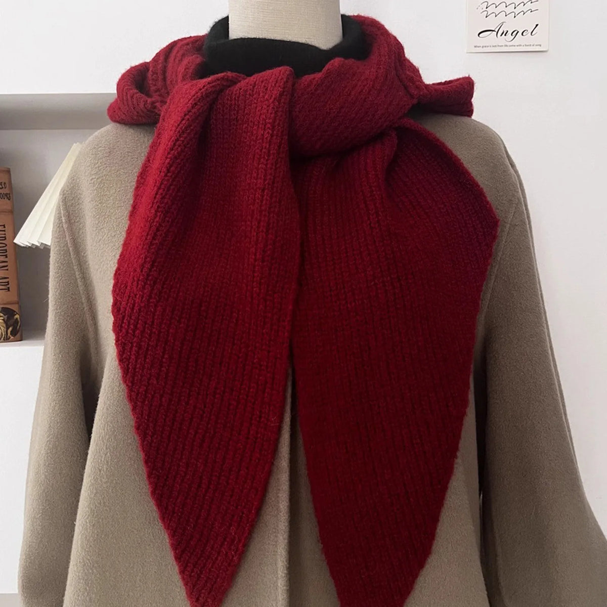 Women’s Knitted Hood Scarf – Warm Ribbed Winter Headwear