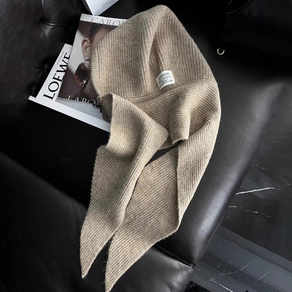 Women’s Knitted Hood Scarf – Warm Ribbed Winter Headwear