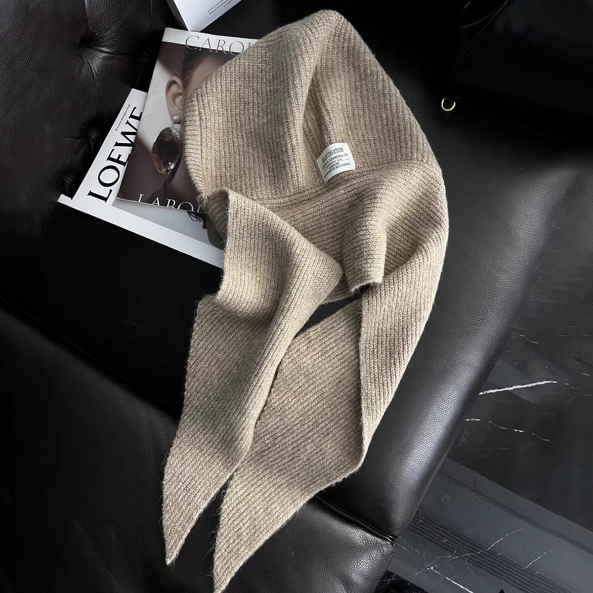 Women’s Knitted Hood Scarf – Warm Ribbed Winter Headwear