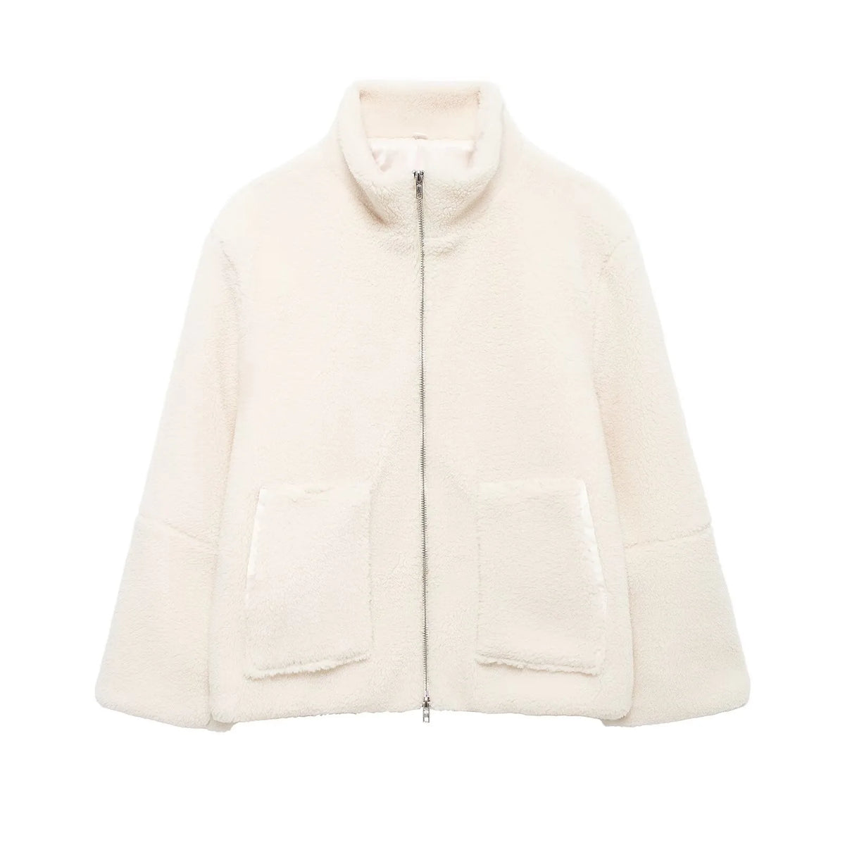 Women’s Wool Blend Jacket – Warm High Neck Zip-Up Winter Coat