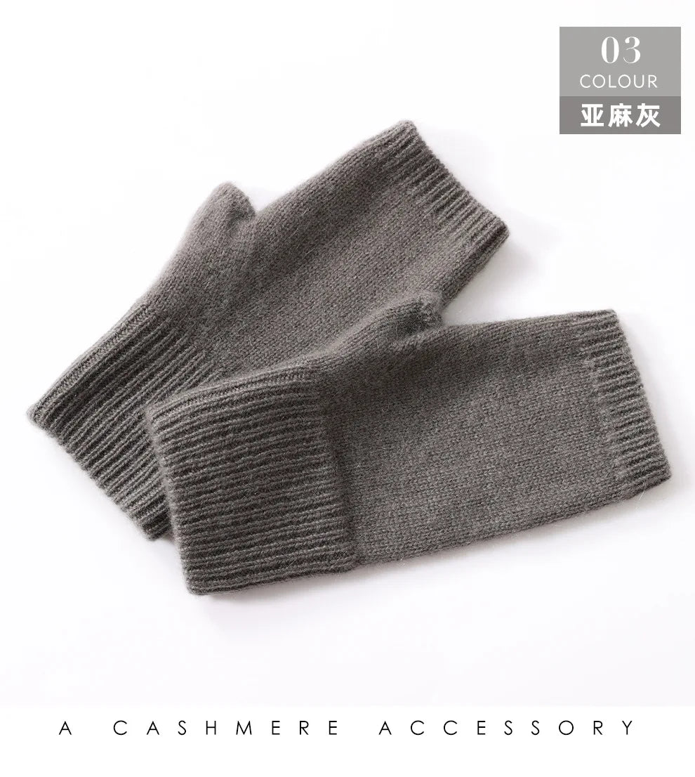 Cashmere Fingerless Gloves – Warm Knitted Winter Arm Warmers