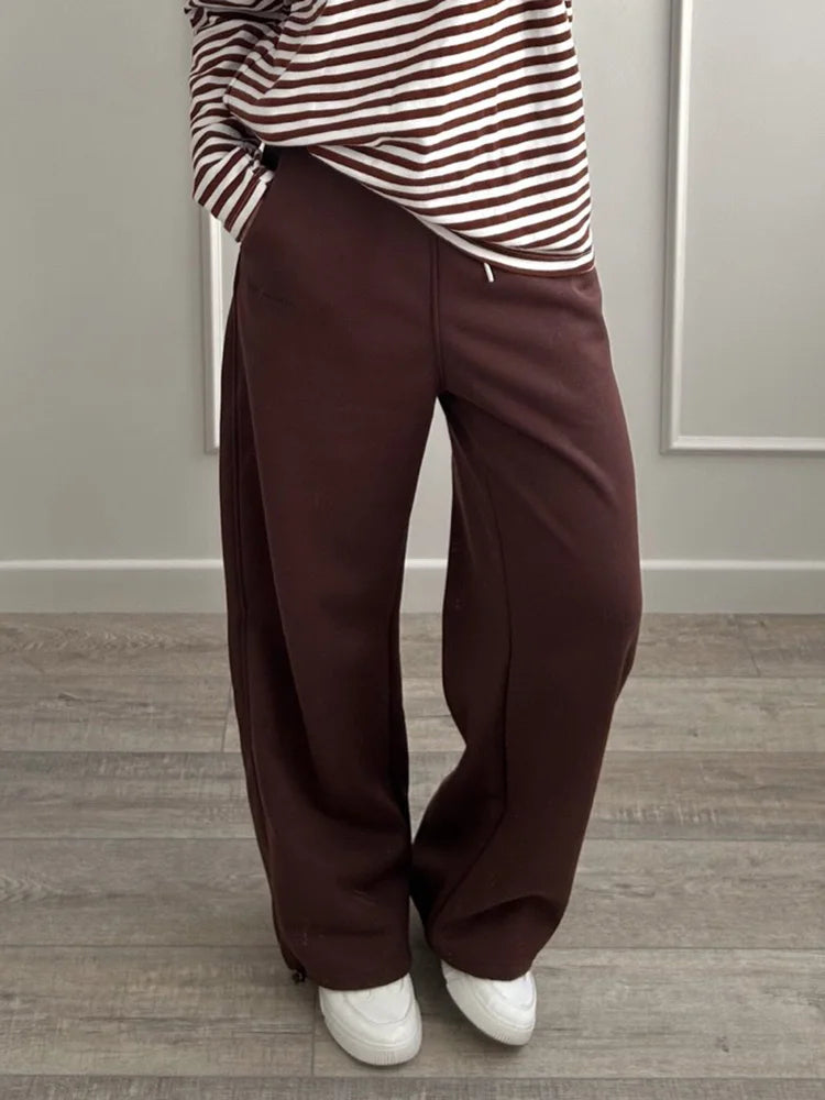 Women's Fleece Tracksuit Set – Zip-Up Hoodie & Wide-Leg Sweatpants | 2-Piece Lounge Set