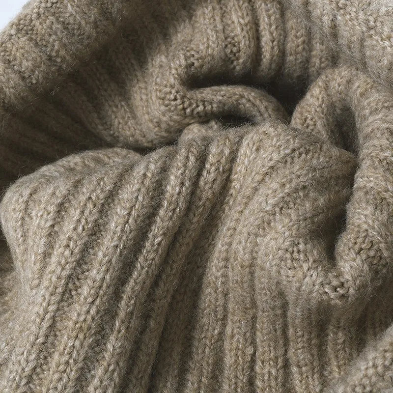 Unisex Thick Wool Knit Beanie Hat – Warm Winter Cap with Earflaps