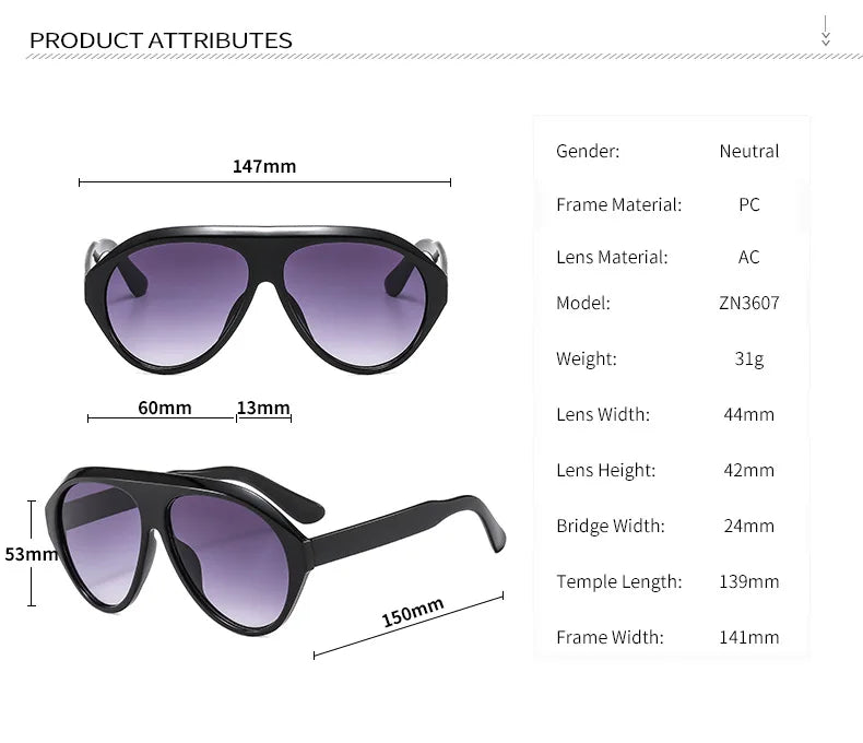 Women's Oversized Pilot Sunglasses – Large Frame Fashion Shades