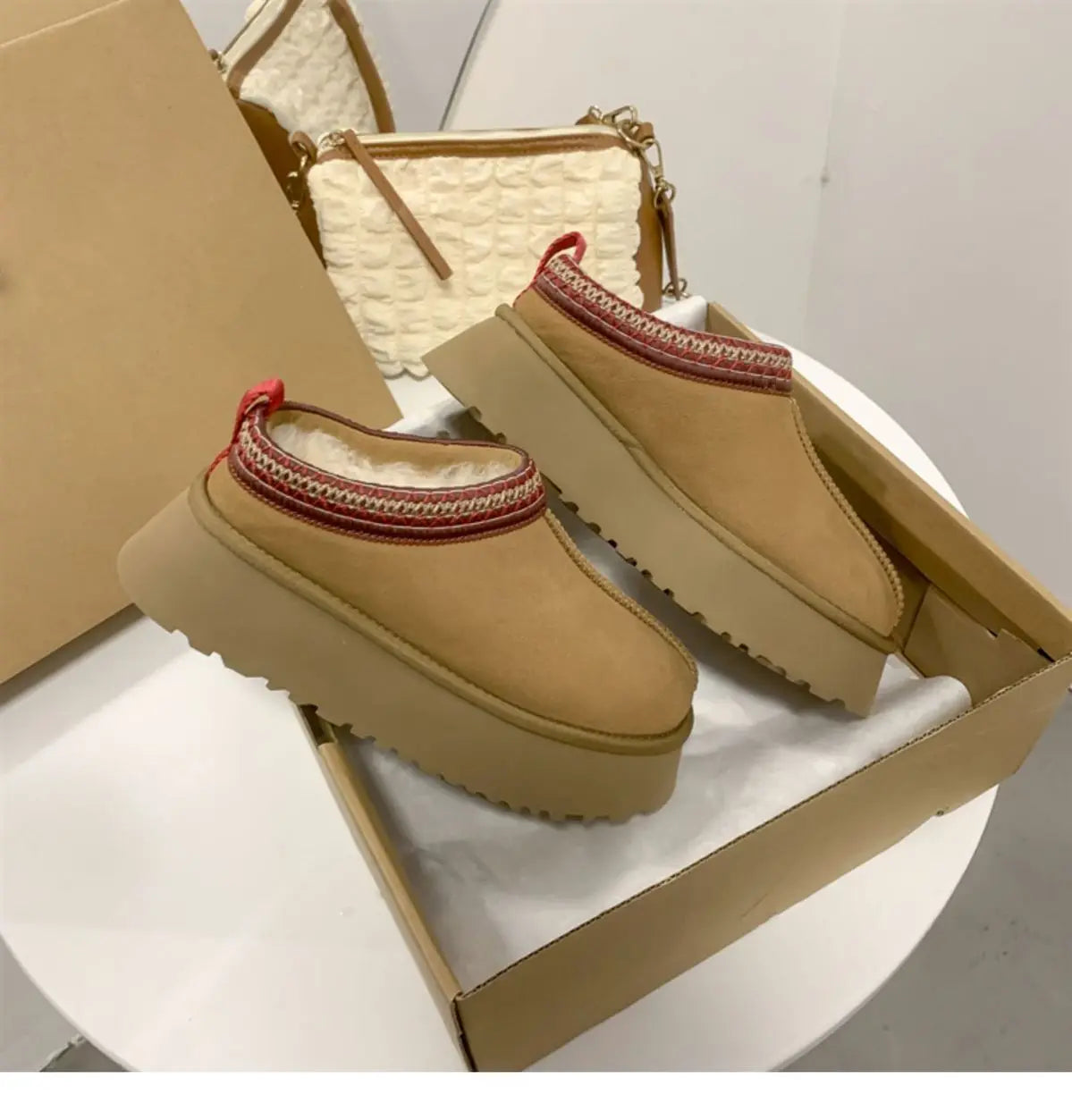 Women’s Winter Snow Boots – Warm Faux Fur Platform Slip-On Ankle Boots