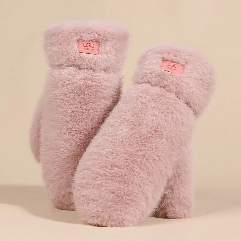 Women’s Plush Winter Gloves – Warm Faux Fur Full Finger Gloves
