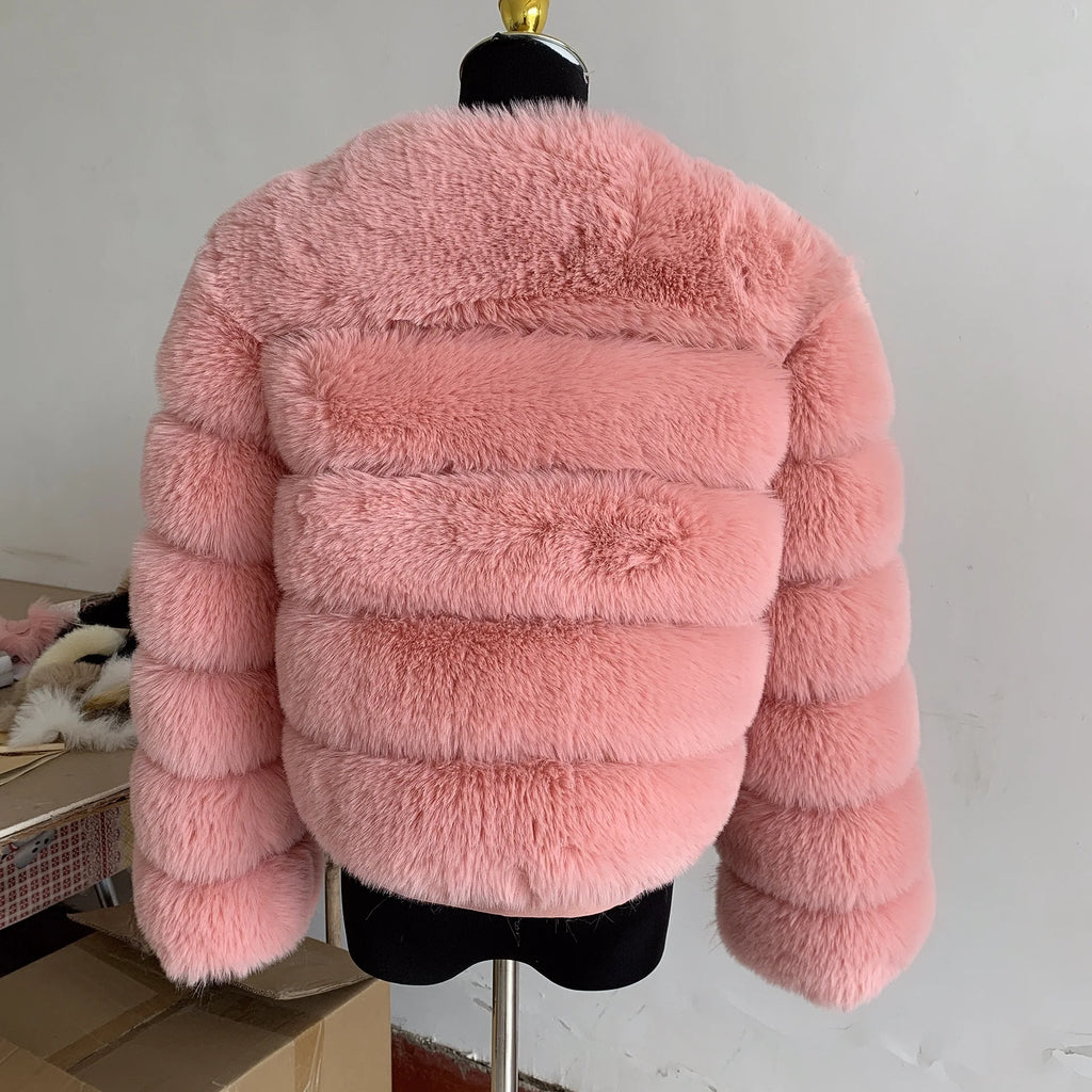 Women's Faux Fur Fluffy Jacket – Short Faux Fox Fur Coat | Sizes S–5XL
