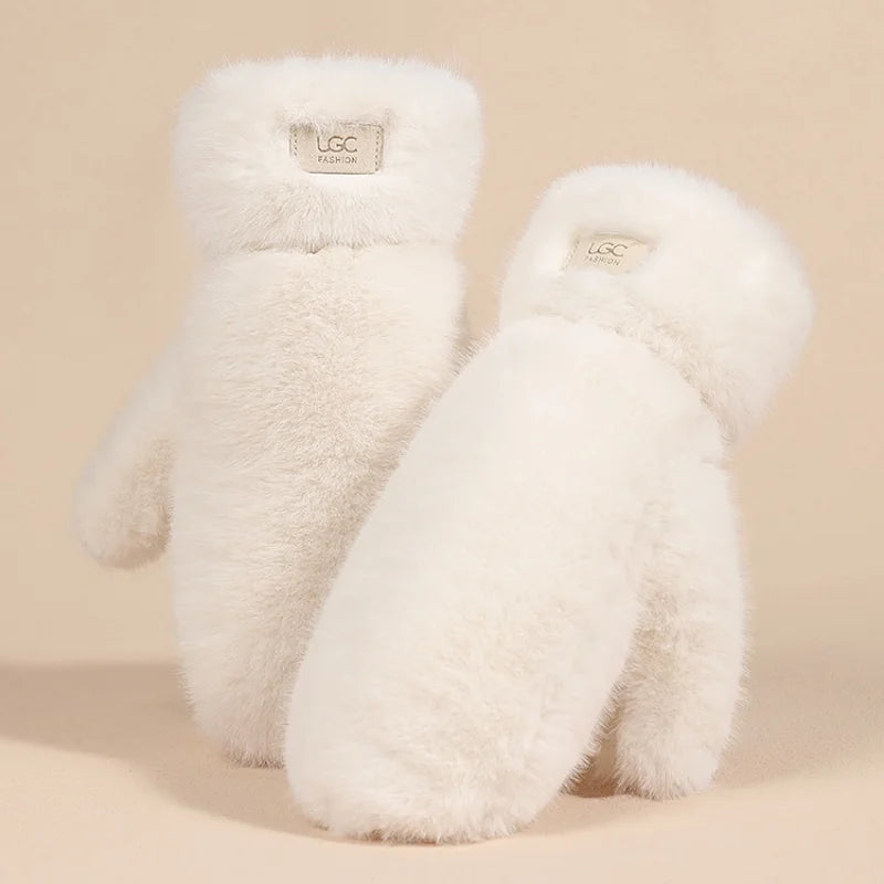Women’s Plush Winter Gloves – Warm Faux Fur Full Finger Gloves