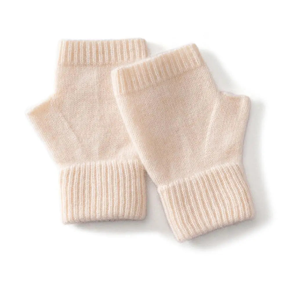 Cashmere Fingerless Gloves – Warm Knitted Winter Arm Warmers