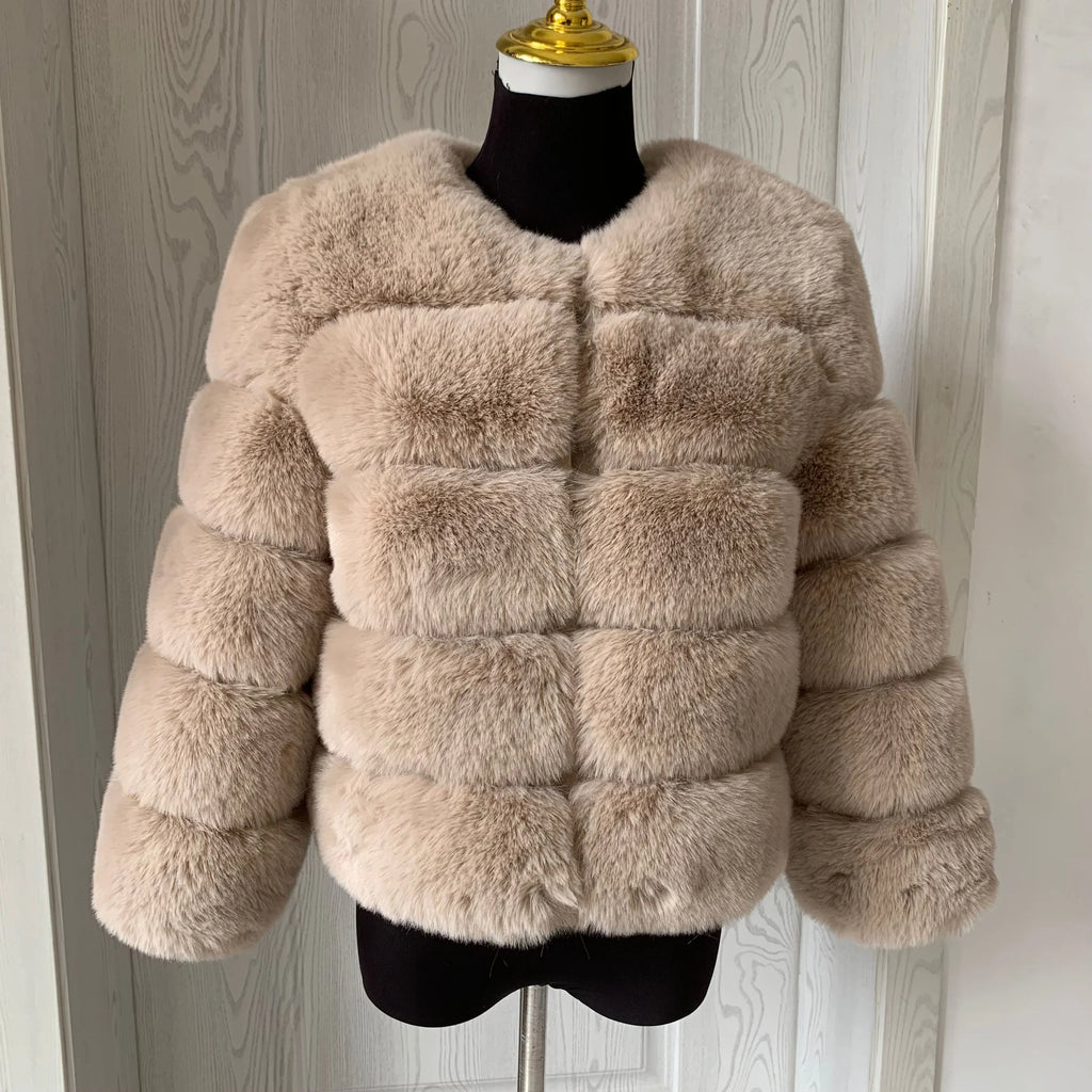 Women's Faux Fur Fluffy Jacket – Short Faux Fox Fur Coat | Sizes S–5XL