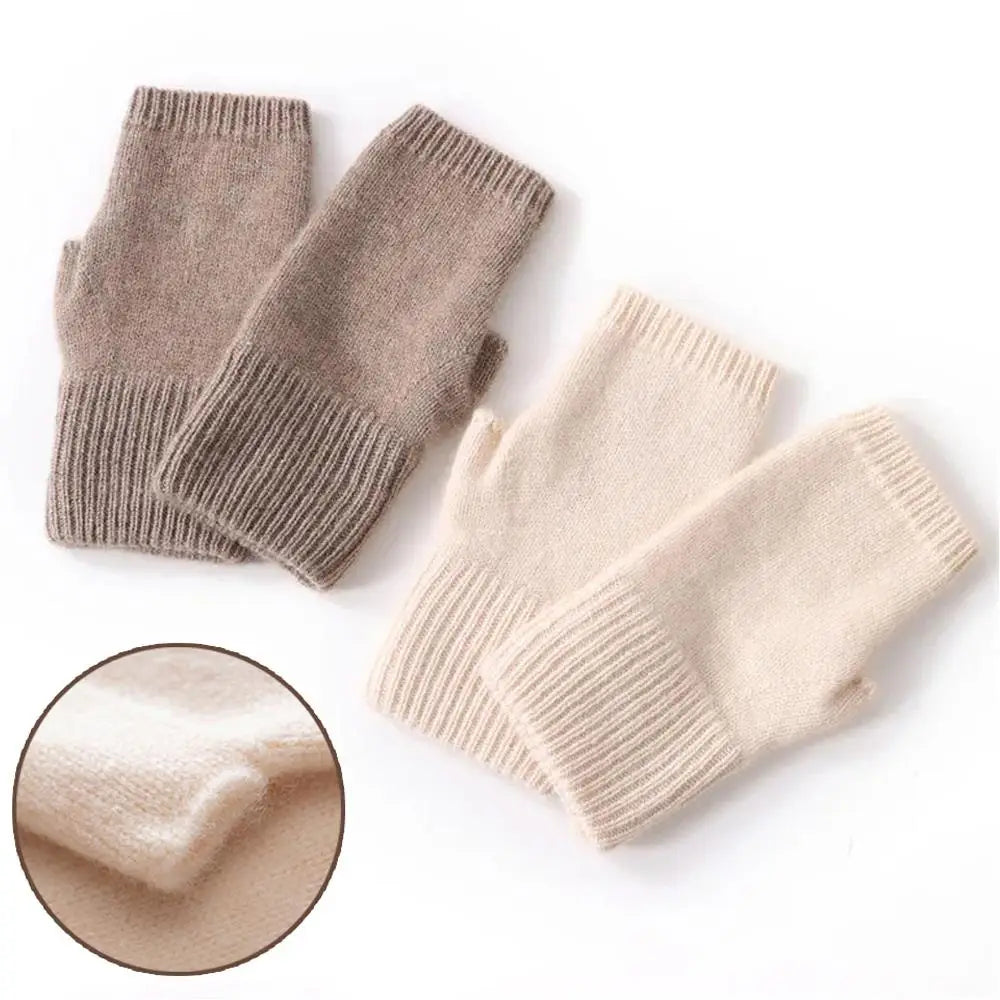 Cashmere Fingerless Gloves – Warm Knitted Winter Arm Warmers