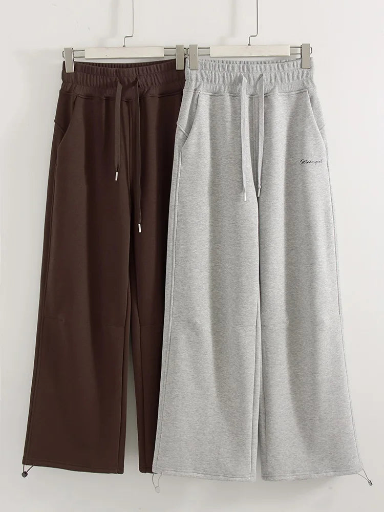 Women's Fleece Tracksuit Set – Zip-Up Hoodie & Wide-Leg Sweatpants | 2-Piece Lounge Set