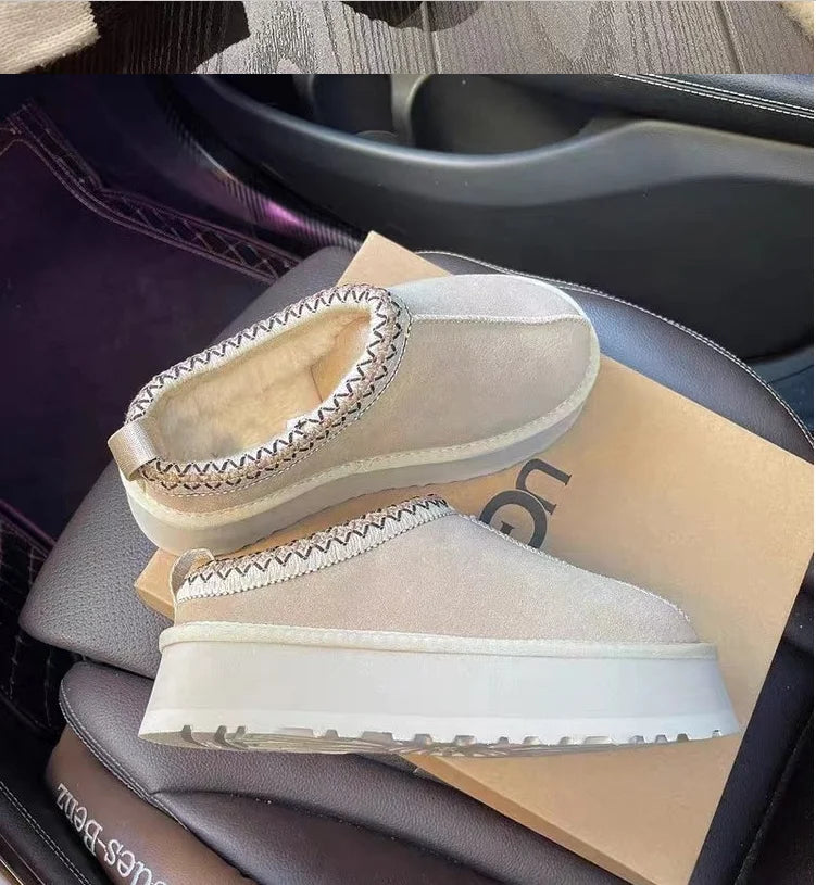 Women’s Winter Snow Boots – Warm Faux Fur Platform Slip-On Ankle Boots