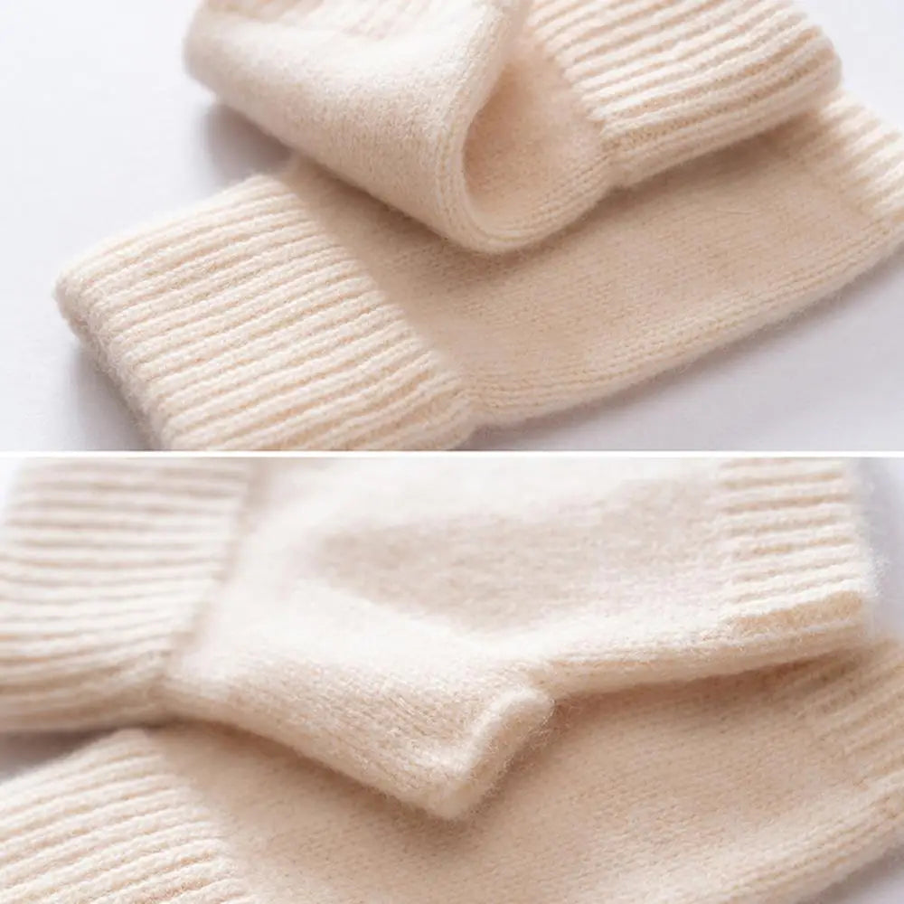 Cashmere Fingerless Gloves – Warm Knitted Winter Arm Warmers