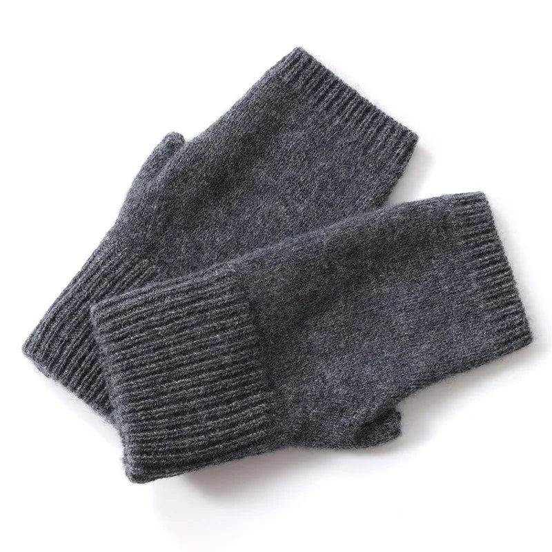 Cashmere Fingerless Gloves – Warm Knitted Winter Arm Warmers