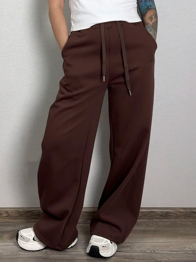 Women's Fleece Tracksuit Set – Zip-Up Hoodie & Wide-Leg Sweatpants | 2-Piece Lounge Set