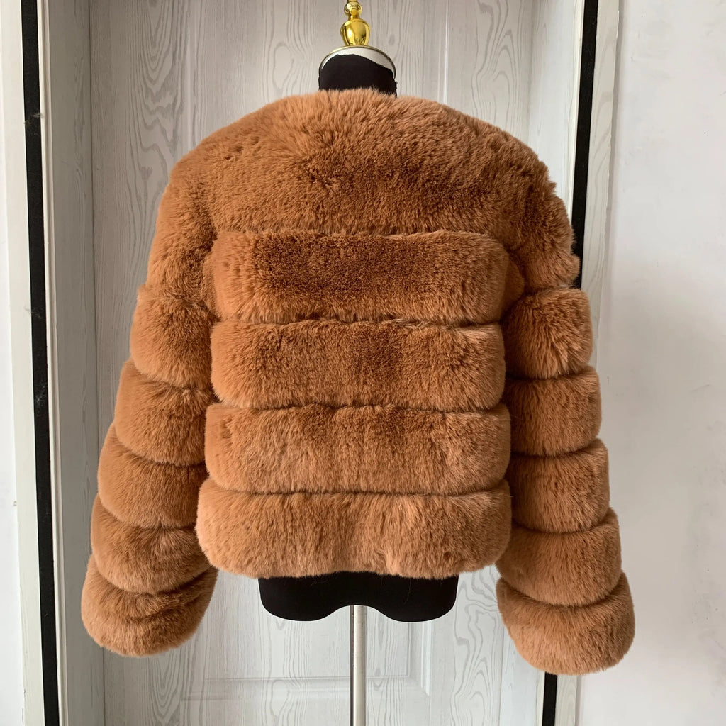 Women's Faux Fur Fluffy Jacket – Short Faux Fox Fur Coat | Sizes S–5XL