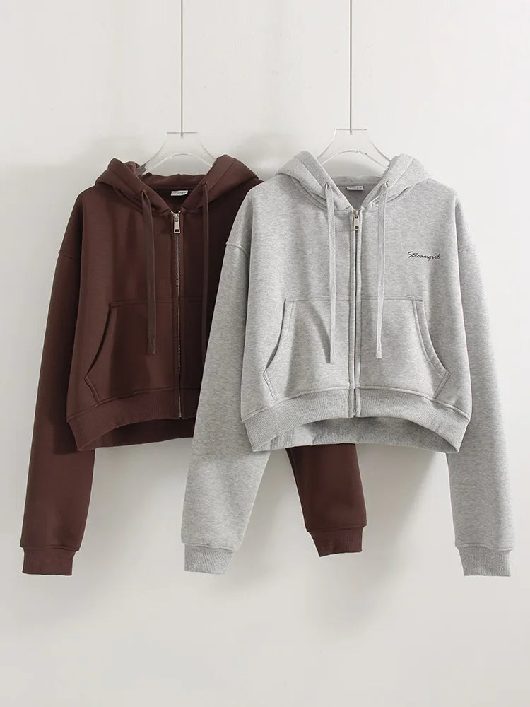 Women's Fleece Tracksuit Set – Zip-Up Hoodie & Wide-Leg Sweatpants | 2-Piece Lounge Set