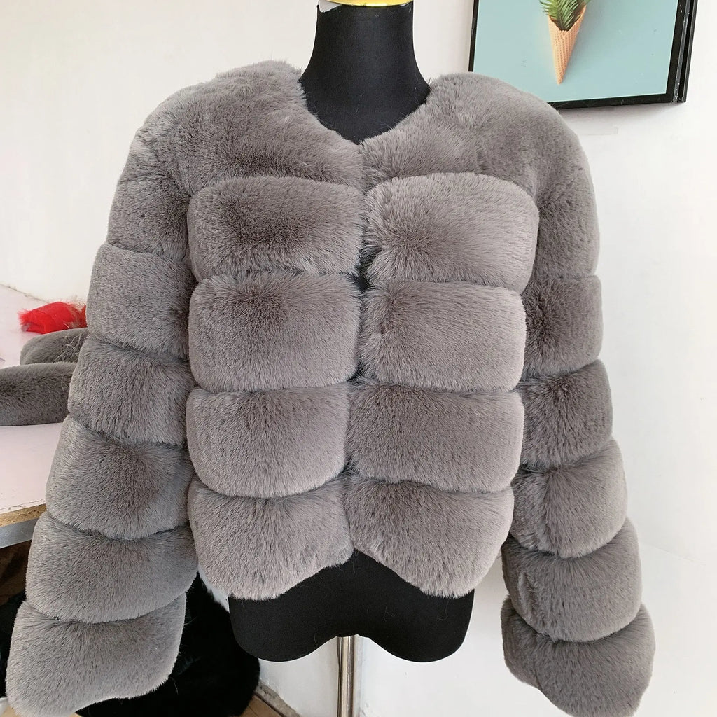 Women's Faux Fur Fluffy Jacket – Short Faux Fox Fur Coat | Sizes S–5XL