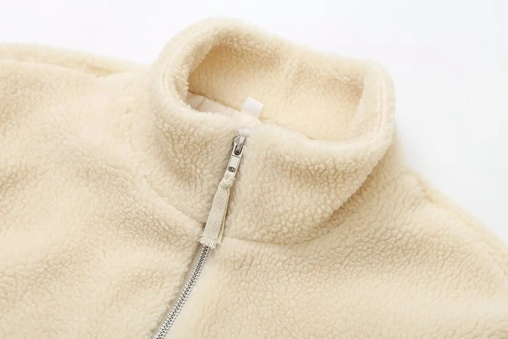 Women’s Wool Blend Jacket – Warm High Neck Zip-Up Winter Coat