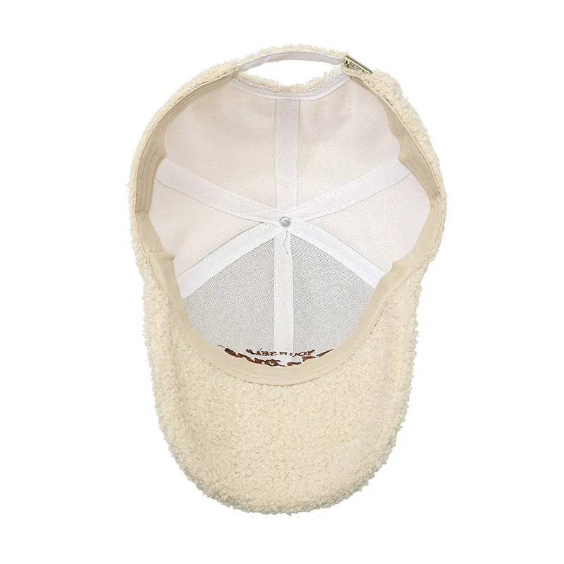 Women’s Teddy Plush Baseball Cap – Soft Warm Winter Cap