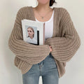 Women's Vintage Puff Sleeve Cardigan Sweater – Korean Streetwear Knit Coat
