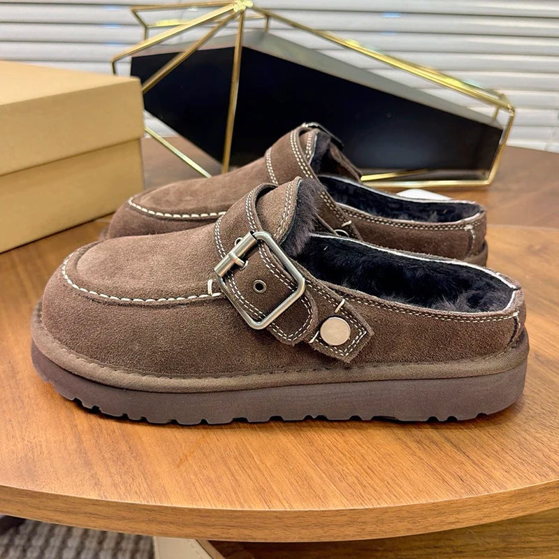 Tasman Winter Warm Wool Women's Boots Tazz Classic Ultra Mini Platform Slippers Two-way Wear Genuine Leather and Fur Snow Boots