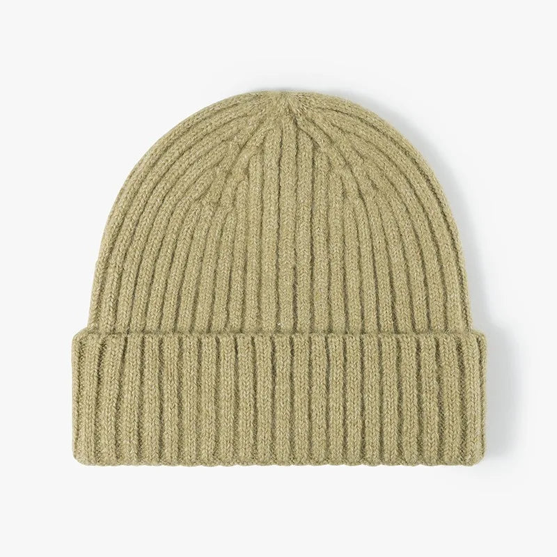 Unisex Thick Wool Knit Beanie Hat – Warm Winter Cap with Earflaps