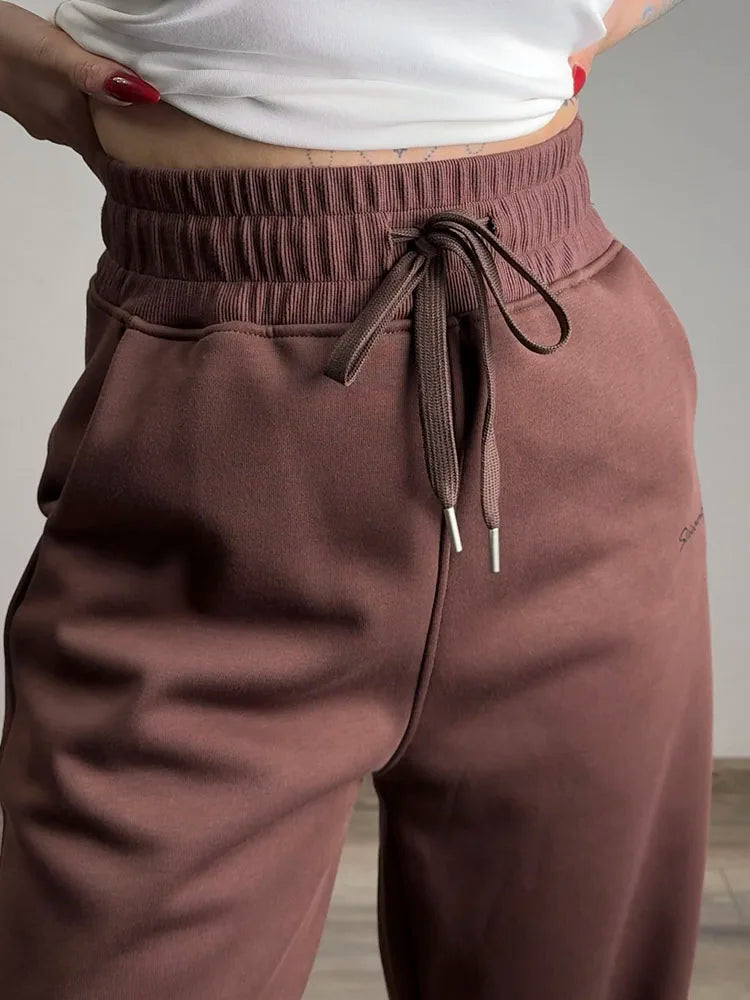 Women's Fleece Tracksuit Set – Zip-Up Hoodie & Wide-Leg Sweatpants | 2-Piece Lounge Set