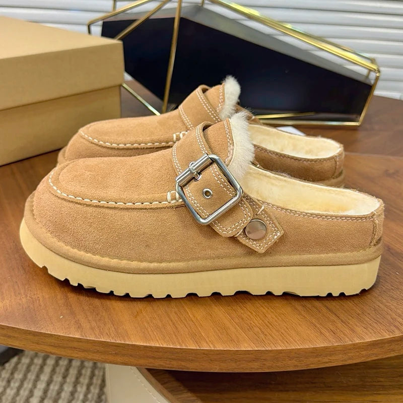 Tasman Winter Warm Wool Women's Boots Tazz Classic Ultra Mini Platform Slippers Two-way Wear Genuine Leather and Fur Snow Boots