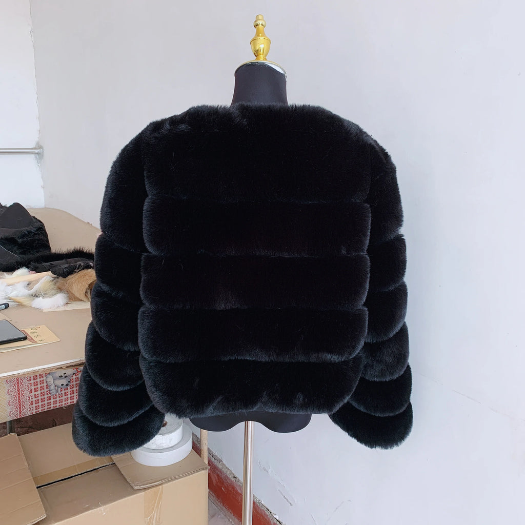 Women's Faux Fur Fluffy Jacket – Short Faux Fox Fur Coat | Sizes S–5XL