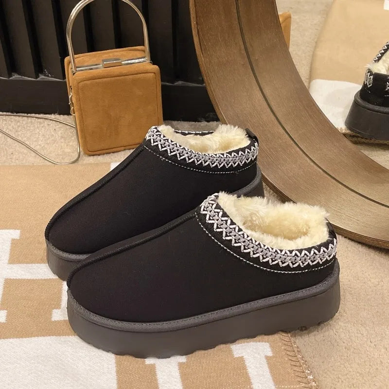 Women’s Winter Snow Boots – Warm Faux Fur Platform Slip-On Ankle Boots