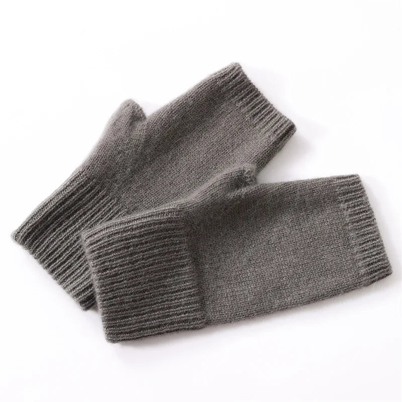Cashmere Fingerless Gloves – Warm Knitted Winter Arm Warmers