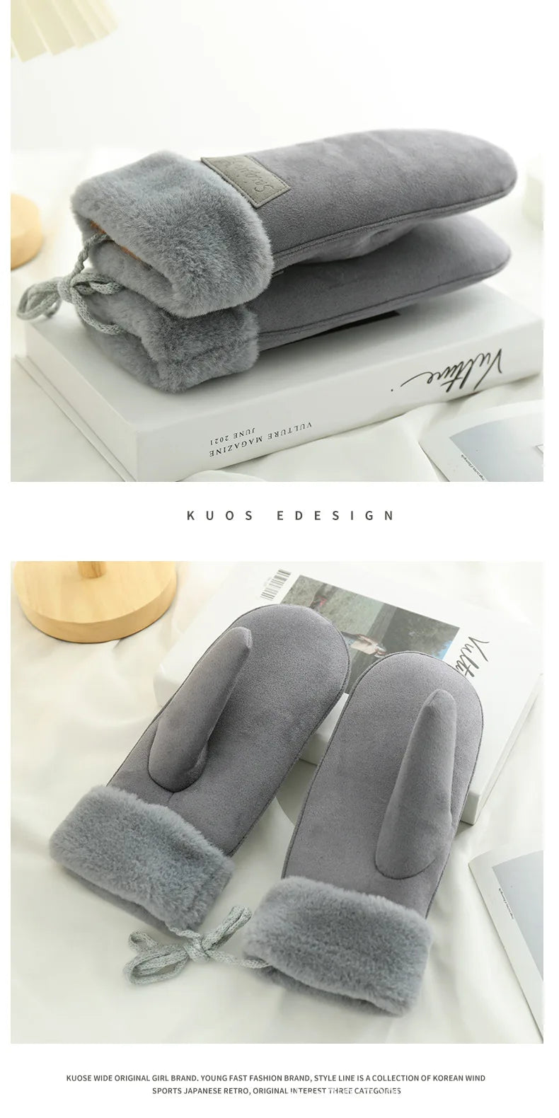 Women's Warm Suede Fleece Mittens – Thick Winter Gloves