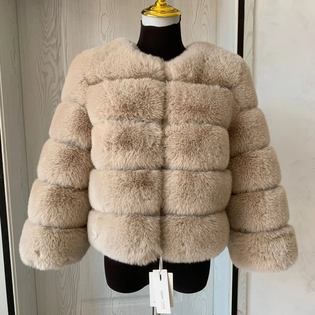 Women's Faux Fur Fluffy Jacket – Short Faux Fox Fur Coat | Sizes S–5XL