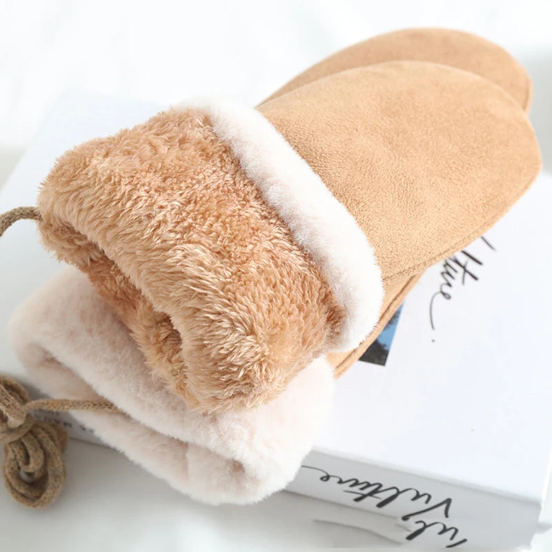 Women's Warm Suede Fleece Mittens – Thick Winter Gloves